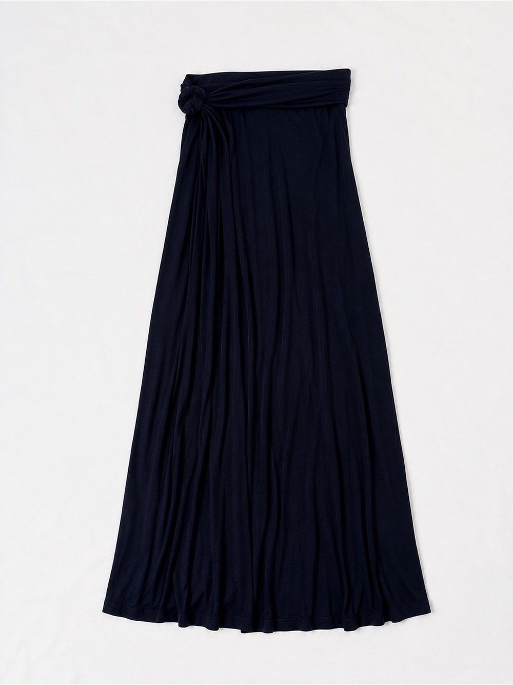 a'gaci Strapless Navy Blue Draped Knot Front Maxi Dress Size Medium - Picture 4 of 5